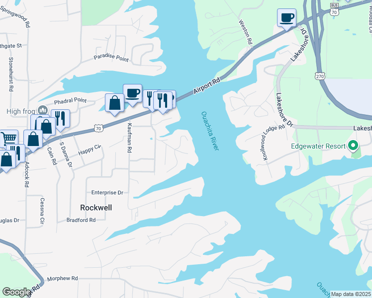 map of restaurants, bars, coffee shops, grocery stores, and more near 330 Kleinshore Road in Rockwell