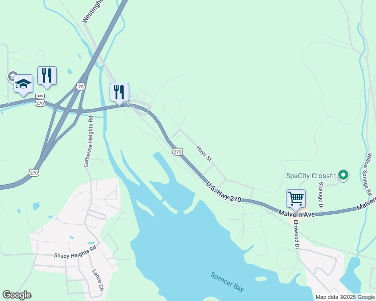 map of restaurants, bars, coffee shops, grocery stores, and more near 3349 Malvern Avenue in Hot Springs