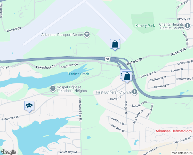 map of restaurants, bars, coffee shops, grocery stores, and more near 106 Joker Place in Hot Springs