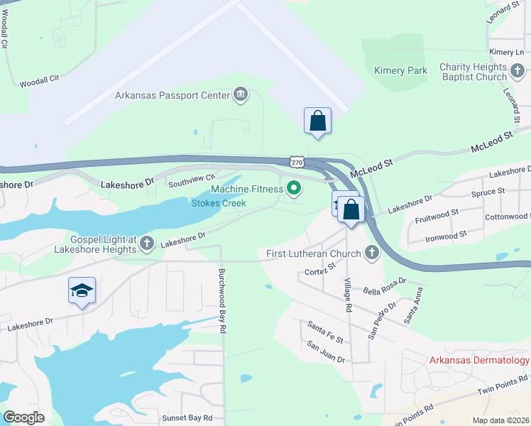 map of restaurants, bars, coffee shops, grocery stores, and more near 106 Joker Place in Hot Springs