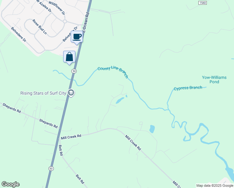 map of restaurants, bars, coffee shops, grocery stores, and more near 147 Poplar Branch Way in Hampstead