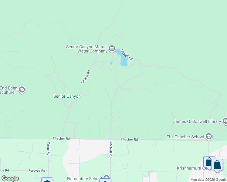 map of restaurants, bars, coffee shops, grocery stores, and more near 2139 McNell Road in Ojai