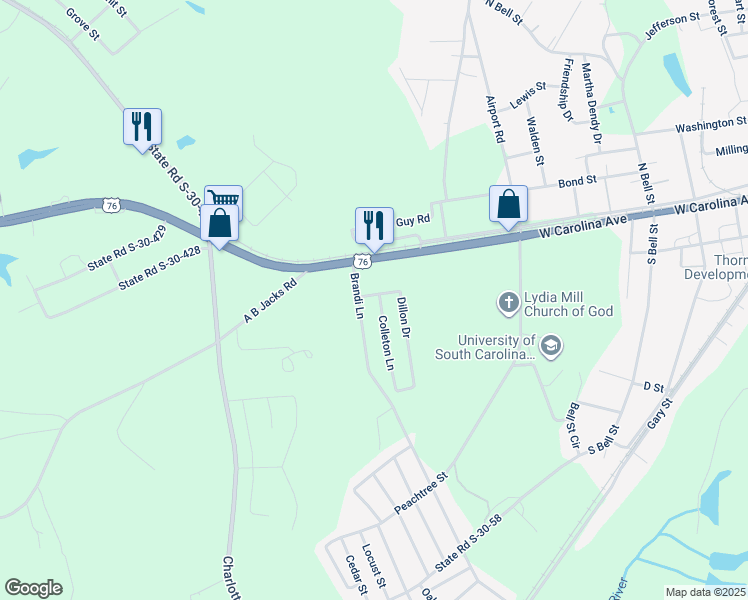 map of restaurants, bars, coffee shops, grocery stores, and more near 104 Colleton Lane in Clinton