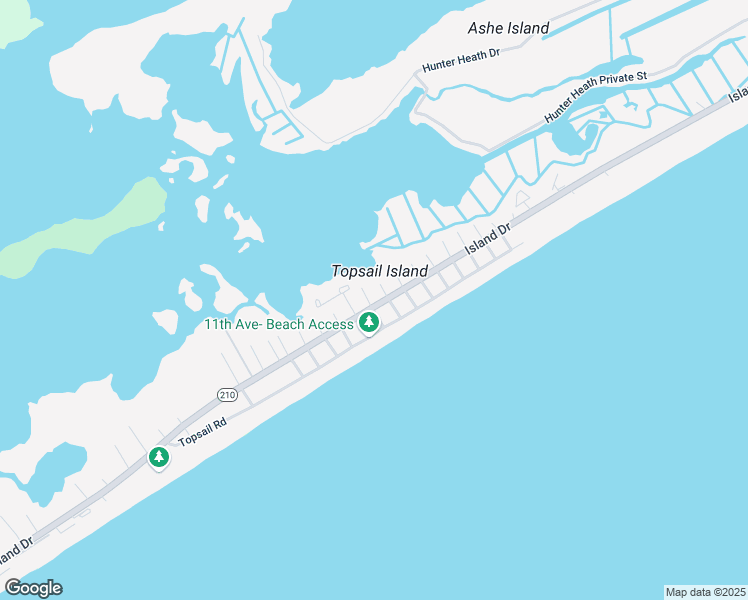 map of restaurants, bars, coffee shops, grocery stores, and more near 7302 10th Avenue in North Topsail Beach