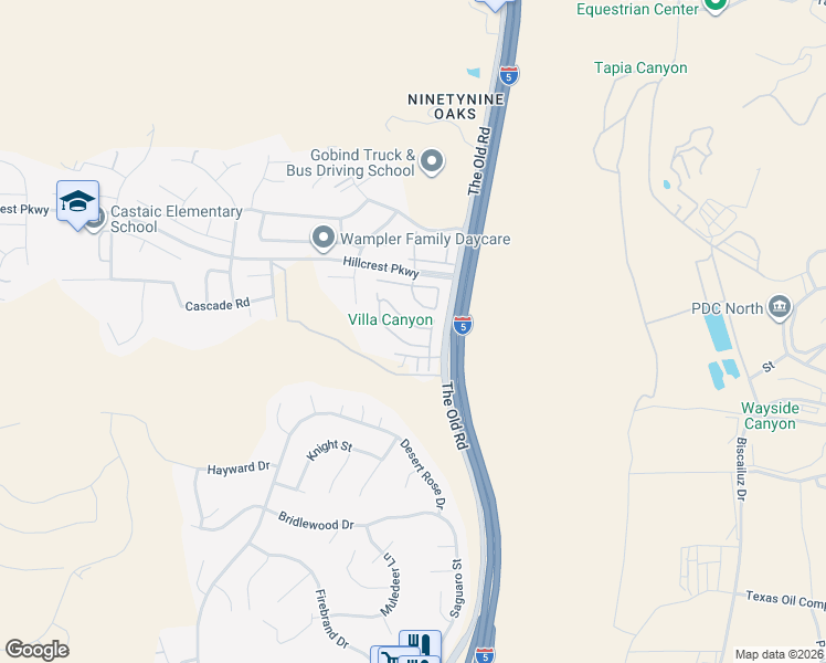 map of restaurants, bars, coffee shops, grocery stores, and more near 30343 West Cedar Oak Lane in Castaic