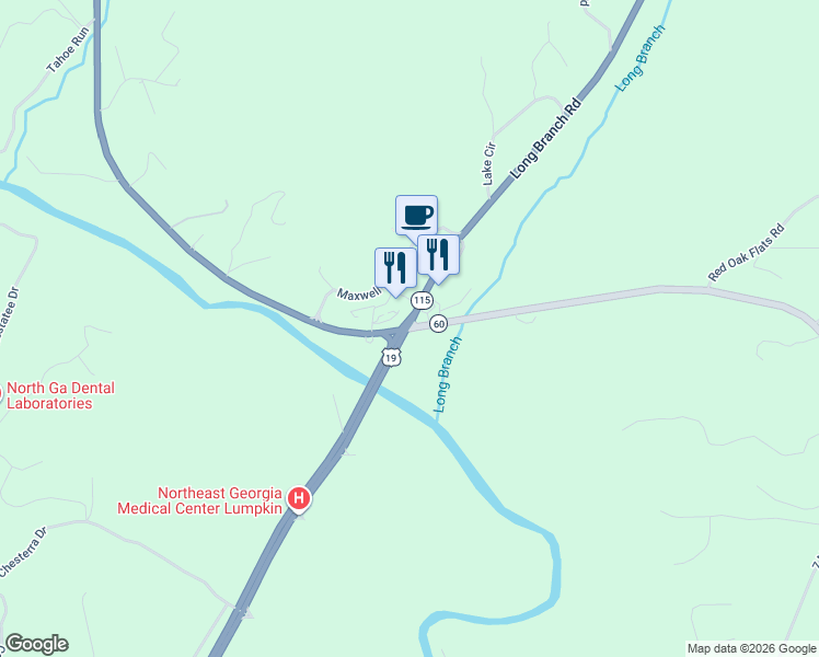 map of restaurants, bars, coffee shops, grocery stores, and more near in Lumpkin County