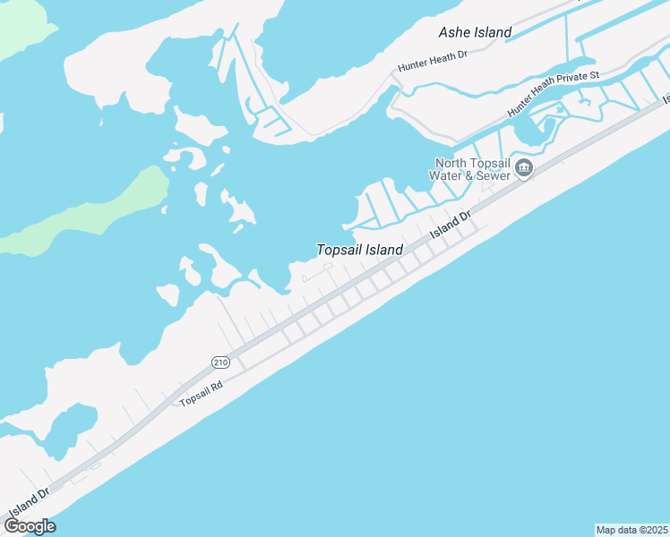 map of restaurants, bars, coffee shops, grocery stores, and more near 63 Bermuda Landing Place in North Topsail Beach
