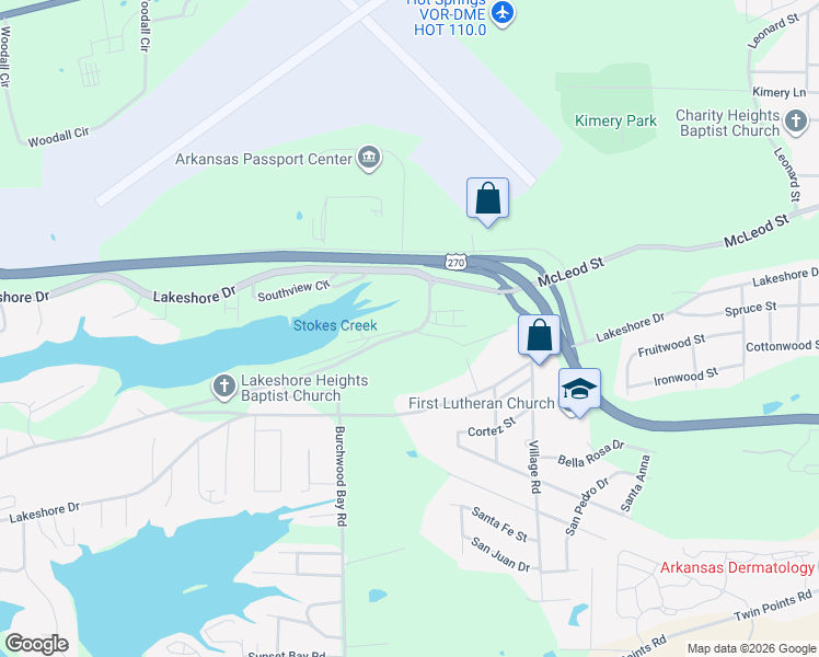 map of restaurants, bars, coffee shops, grocery stores, and more near 106 Joker Place in Hot Springs