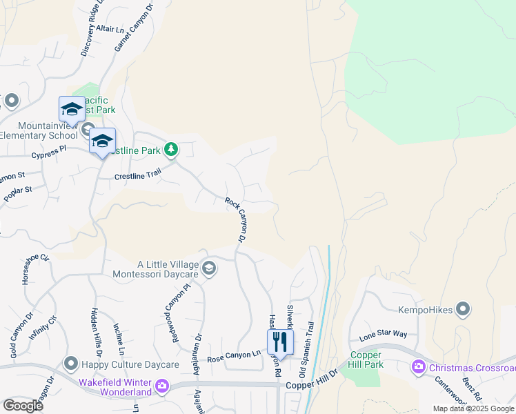 map of restaurants, bars, coffee shops, grocery stores, and more near 21626 Glen Canyon Place in Santa Clarita