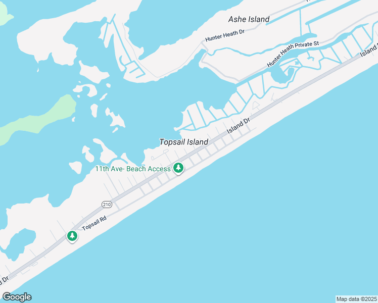 map of restaurants, bars, coffee shops, grocery stores, and more near 7502 9th Avenue in North Topsail Beach