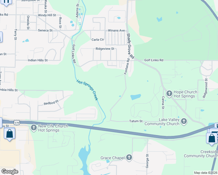 map of restaurants, bars, coffee shops, grocery stores, and more near 308 Fontana Road in Hot Springs