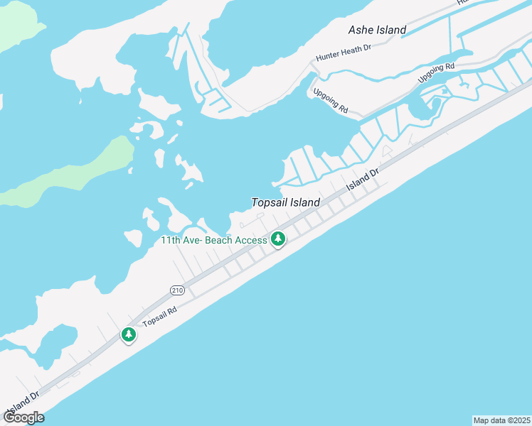 map of restaurants, bars, coffee shops, grocery stores, and more near 63 Bermuda Landing Place in North Topsail Beach