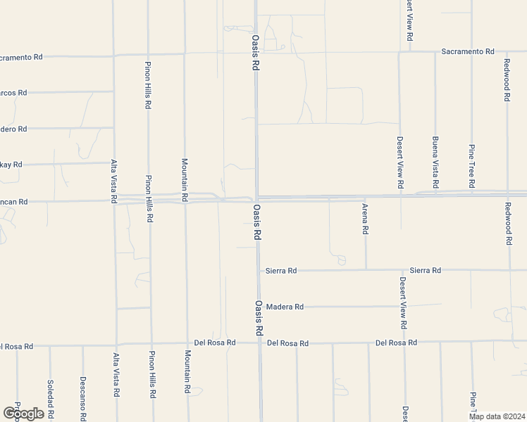 map of restaurants, bars, coffee shops, grocery stores, and more near Oasis Road in Pinon Hills