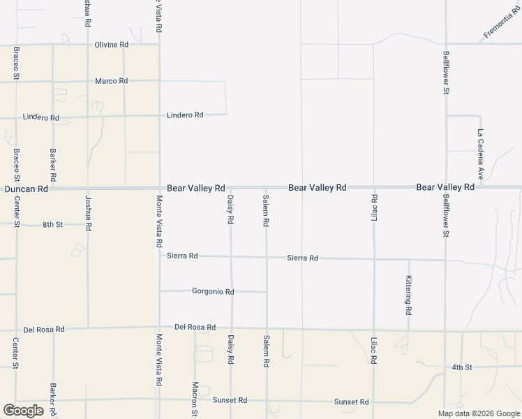 map of restaurants, bars, coffee shops, grocery stores, and more near 12074 Salem Road in Victorville