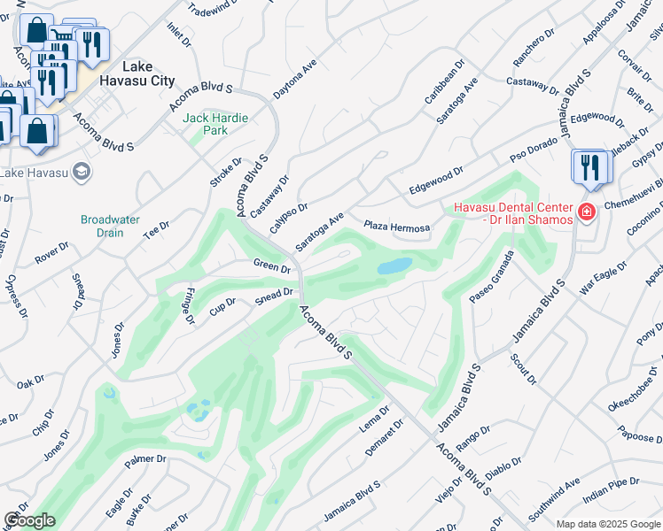 map of restaurants, bars, coffee shops, grocery stores, and more near 420 South Acoma Boulevard in Lake Havasu City