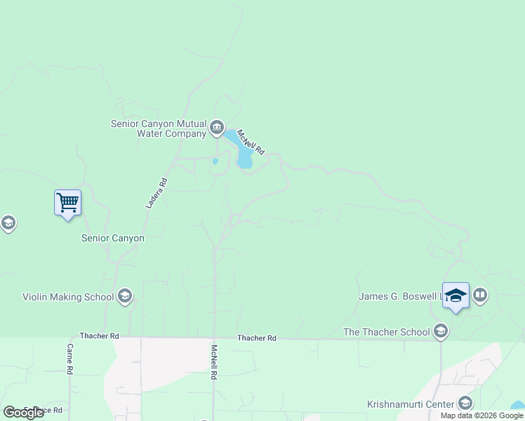 map of restaurants, bars, coffee shops, grocery stores, and more near 2125 McNell Road in Ojai