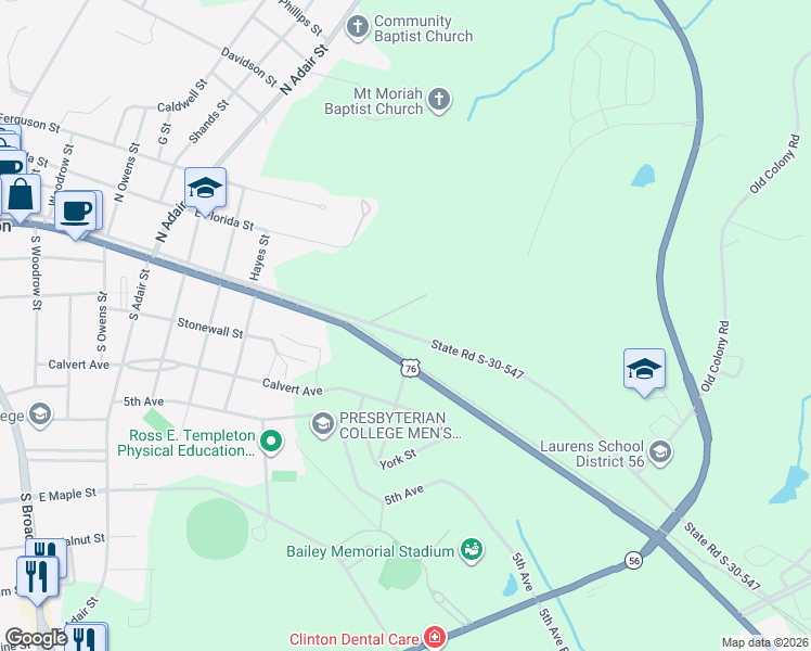 map of restaurants, bars, coffee shops, grocery stores, and more near in Clinton
