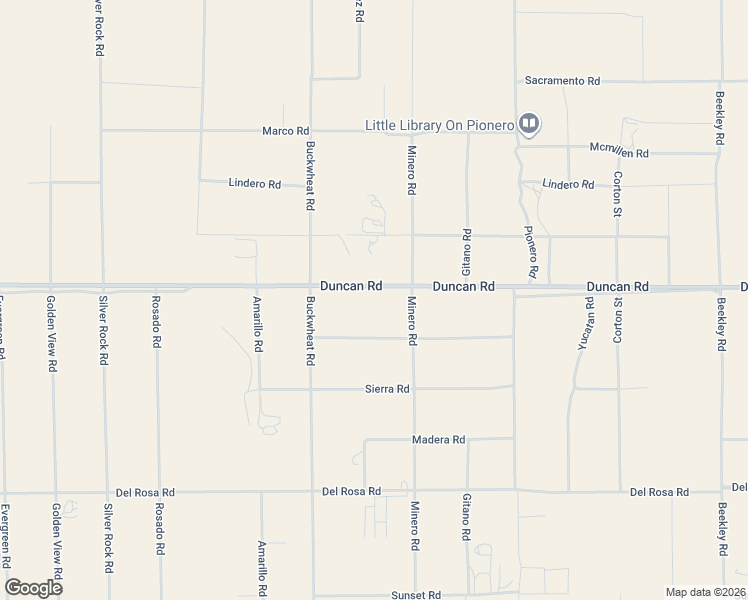 map of restaurants, bars, coffee shops, grocery stores, and more near 2629 Duncan Road in Pinon Hills