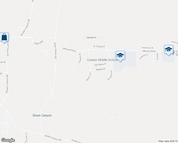 map of restaurants, bars, coffee shops, grocery stores, and more near 30331 Mallorca Place in Castaic