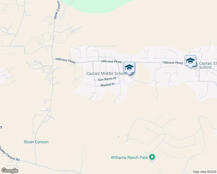 map of restaurants, bars, coffee shops, grocery stores, and more near 29052 Madrid Place in Castaic