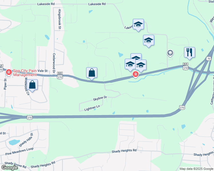 map of restaurants, bars, coffee shops, grocery stores, and more near 101 Skyway Street in Hot Springs