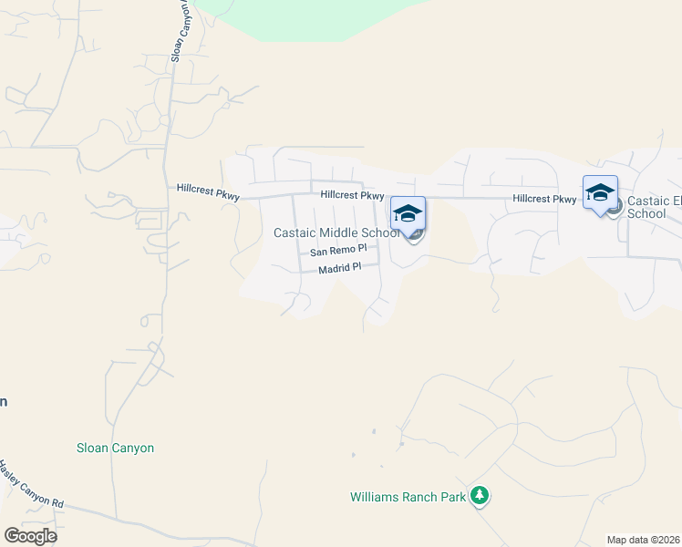 map of restaurants, bars, coffee shops, grocery stores, and more near 29052 Madrid Place in Castaic