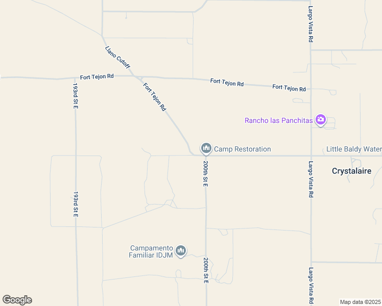 map of restaurants, bars, coffee shops, grocery stores, and more near Fort Tejon Road in Llano