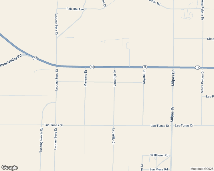 map of restaurants, bars, coffee shops, grocery stores, and more near 11980 Lagartijo Drive in Apple Valley
