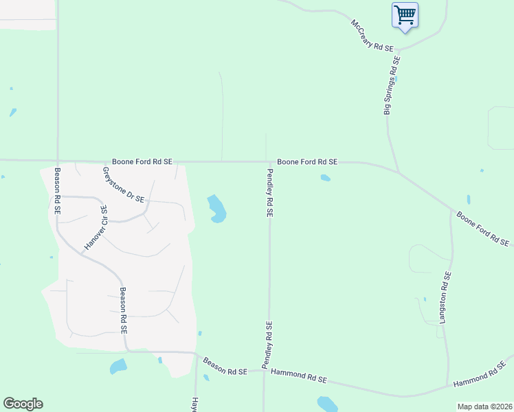 map of restaurants, bars, coffee shops, grocery stores, and more near 171 Pendley Road Southeast in Calhoun