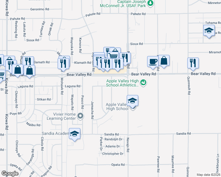 map of restaurants, bars, coffee shops, grocery stores, and more near in San Bernardino County
