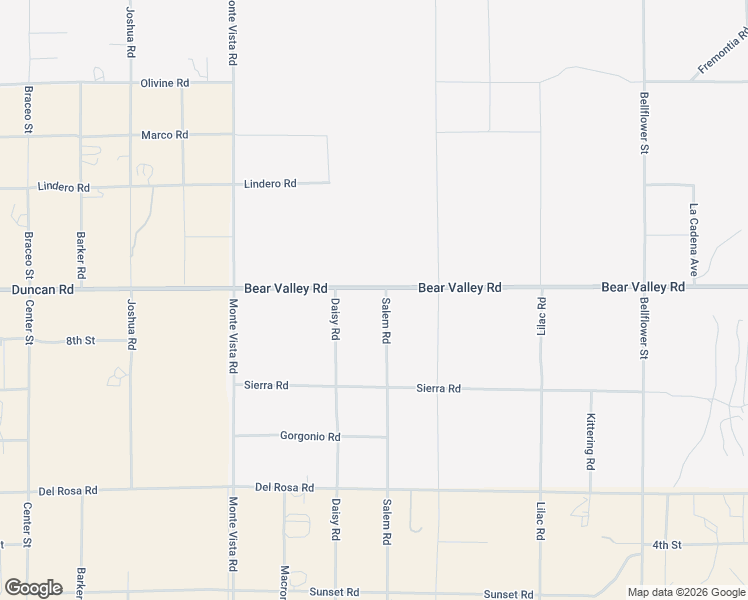 map of restaurants, bars, coffee shops, grocery stores, and more near 10727 Bear Valley Road in Victorville