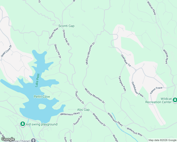 map of restaurants, bars, coffee shops, grocery stores, and more near 2104 McElroy Mountain Drive in Dawsonville