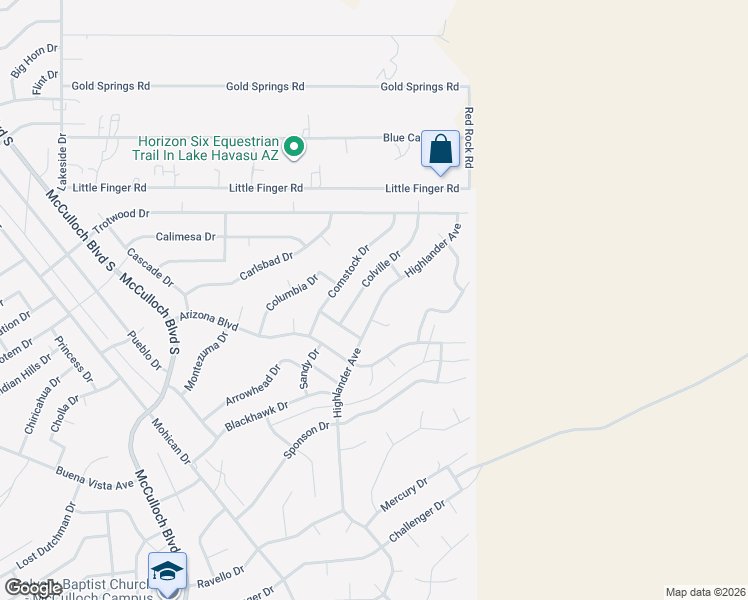 map of restaurants, bars, coffee shops, grocery stores, and more near 4221 Highlander Ave in Lake Havasu City