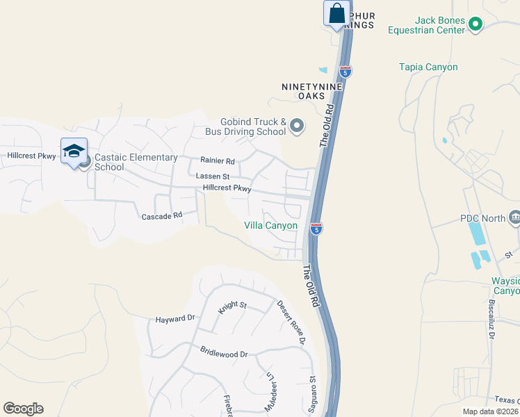 map of restaurants, bars, coffee shops, grocery stores, and more near 27738 Morning Glory Place in Castaic