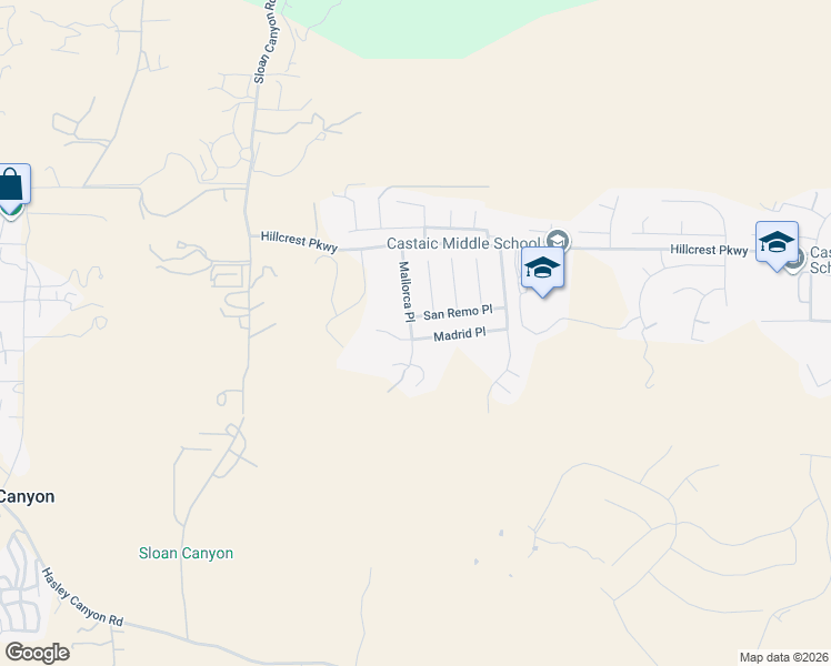 map of restaurants, bars, coffee shops, grocery stores, and more near 29099 Madrid Place in Castaic