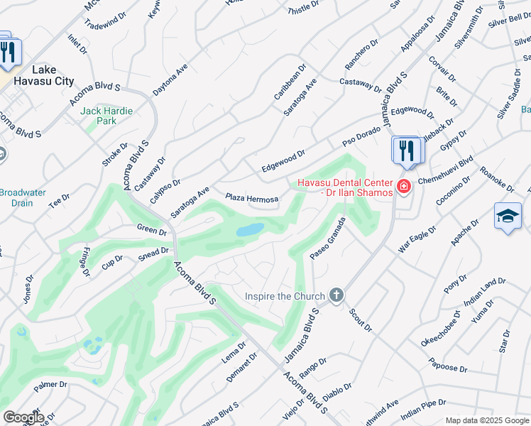 map of restaurants, bars, coffee shops, grocery stores, and more near 2640 Patio Simpatico in Lake Havasu City