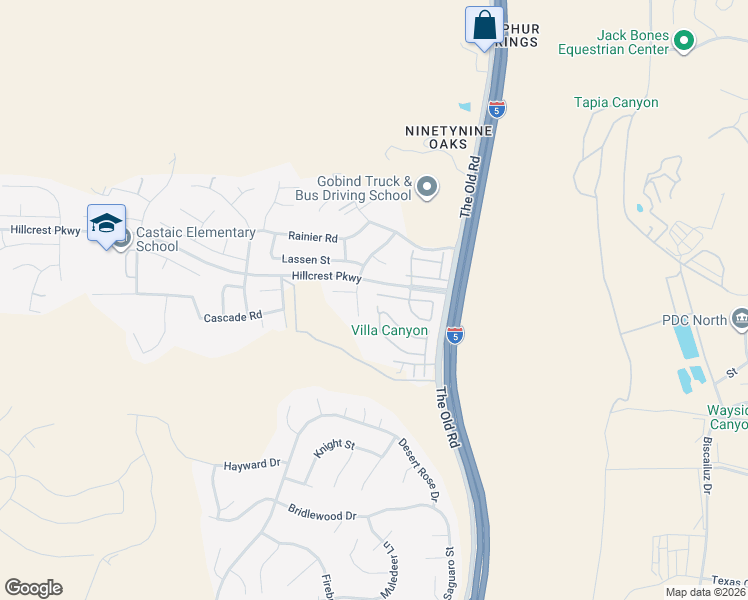 map of restaurants, bars, coffee shops, grocery stores, and more near 27738 Morning Glory Place in Castaic