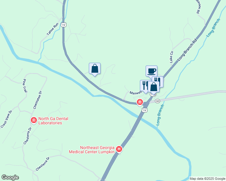 map of restaurants, bars, coffee shops, grocery stores, and more near 5195 South Chestatee in Dahlonega