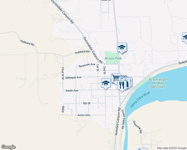 map of restaurants, bars, coffee shops, grocery stores, and more near 3851 Gillespie Avenue in Acton