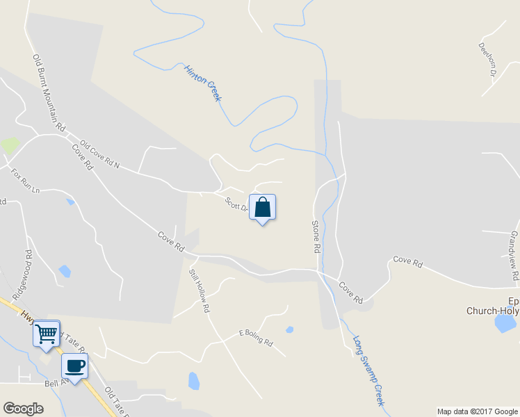 map of restaurants, bars, coffee shops, grocery stores, and more near 150 Scott Drive in Jasper