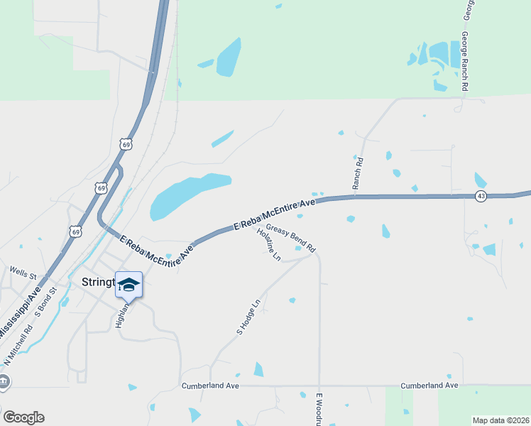 map of restaurants, bars, coffee shops, grocery stores, and more near 462 East Reba McEntire Avenue in Stringtown