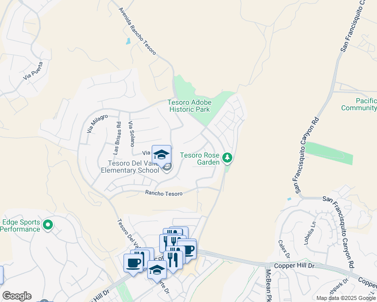 map of restaurants, bars, coffee shops, grocery stores, and more near 29223 Bernardo Way in Santa Clarita