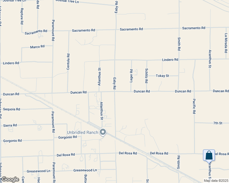 map of restaurants, bars, coffee shops, grocery stores, and more near Duncan Road in Phelan