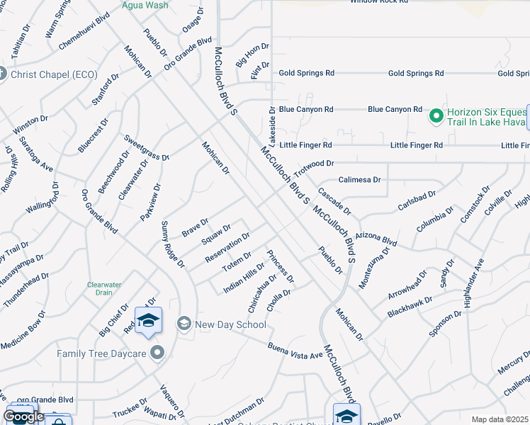 map of restaurants, bars, coffee shops, grocery stores, and more near 1166 Mohican Drive in Lake Havasu City