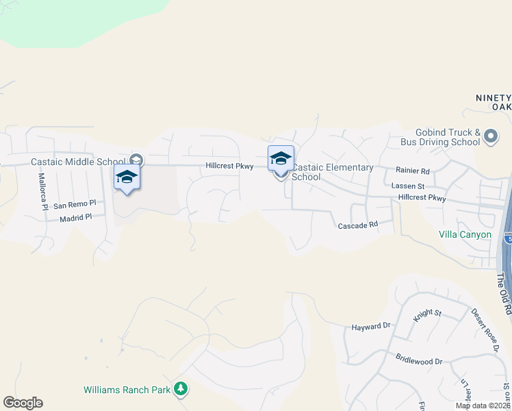 map of restaurants, bars, coffee shops, grocery stores, and more near 28463 Cascade Road in Castaic