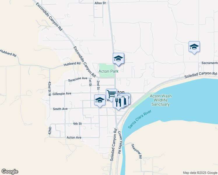 map of restaurants, bars, coffee shops, grocery stores, and more near 3722 Gurrier Avenue in Acton