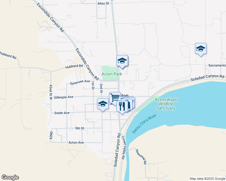 map of restaurants, bars, coffee shops, grocery stores, and more near 3722 Gurrier Avenue in Acton