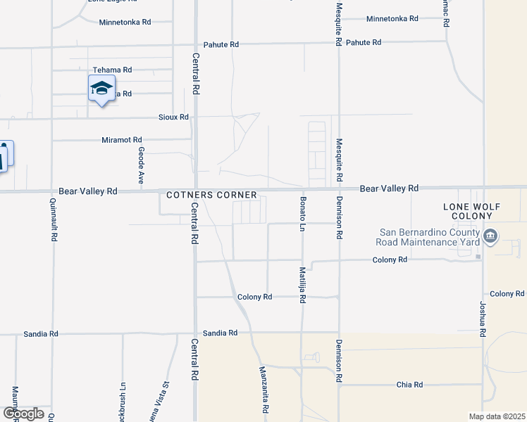 map of restaurants, bars, coffee shops, grocery stores, and more near 22601 Bear Valley Road in Apple Valley