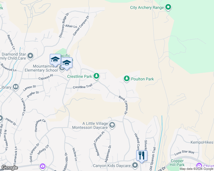 map of restaurants, bars, coffee shops, grocery stores, and more near 28855 Klamath Court in Santa Clarita