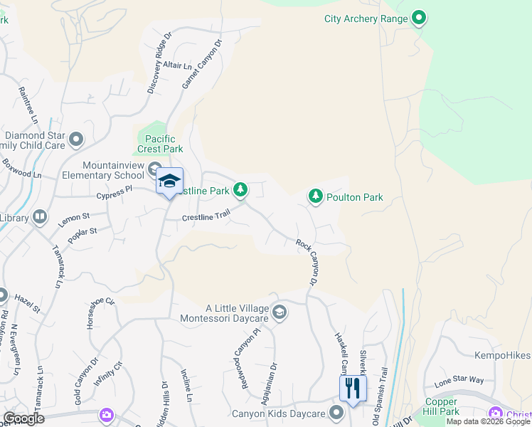 map of restaurants, bars, coffee shops, grocery stores, and more near 28855 Klamath Court in Santa Clarita